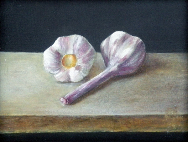 Knoflook (1), olieverf op board 30x24 cm